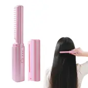Portable Hair Straightener Comb Rechargeable Mini Hair Straightener-Pink