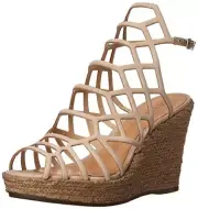 Schutz Marilyn Oyster Caged Espadrille Ankle Strap Wedge Platform Heel Sandals