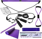 Home Pilates Kit, Pilates Bar Yoga Bands Gym Kit, 8X Workout Equipment Stretching, Home Gym Accessories for Women Men Full Body Exercise