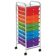 J.Burrows 10 Drawer Chrome Trolley Multi Colour Brights