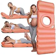 HOLO The Original Inflatable Pregnancy Pillow - Full Body Maternity Airbed with Hole for Tummy - for Ultimate Sleeping Support & Comfort - Say Goodbye to Pregnancy Related Aches and Pains (Peach)