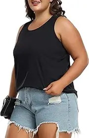[MoFiz] Women's Plus Size Workout Tank Tops Sleeveless T-Shirts Quick Dry Tennis Shirt Running Casual Tops for Summer XL-5XL