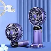 LED Mini Handheld Fan, 2024 Upgrade Electric USB Fan, 4000mAh Portable Battery Operated Fan with Base, Adjustable Angle Foldable Handheld Stand Fan, 5 Speeds for Outdoor Home Office