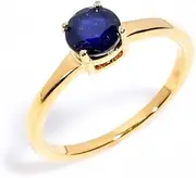 [HIMALYA QUARTZ] 925 Silver Ring For Women Solitaire Statement Ring Ethnic Vintage Gemstone Ring Natural Glass Filled Blue Sapphire Round Shape Cut Stone Wedding Engagement Ring