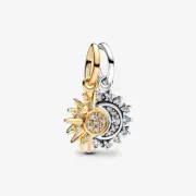 *BRAND NEW* Pandora Two-tone Splittable Sun & Moon w/ CZ Dangle Charm 763585C01