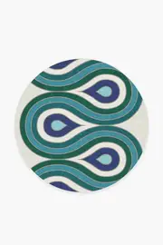 185' Round | Machine Washable Runner Rug | Kid & Pet Friendly | Indoor Rug | Jonathan Adler Milano Peacock Rug | Ruggable