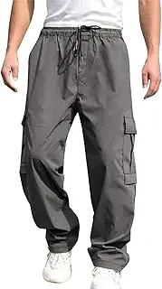 [WSLCN] Mens Cargo Pants Drawstring Joggers Sweatpants Work Sports Loose Fit Hiking Trousers