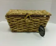 Seagrass Basket with Hinged Lid Latch Handles storage decorative