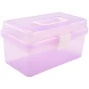 Plastic Handle 2 Layer Hardware Tools Storage Box, Clear Q3P24096