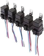 E Support Car Truck Motor Heavy Duty 12V 40A SPST Relay Socket Plug 4Pin 4 Wire Waterproof Kit Iron Back Pack of 5