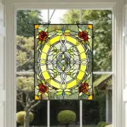 Tiffany Style Floral Roses Stained Glass Window Panel Suncatcher 18x25in