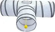 Collapsible 3 Ways Cat Tunnel Tube Cat Toys Agility Play Durable Structure Foldable Pets Tube Maze for Puppy Ferrets Bunny Indoor Exercising