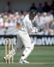 Australian batsman Ian Healy is out for 31 runs bowled by Mar- Old Cricket Photo