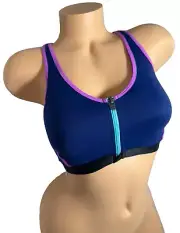 VICTORIA'S SECRET VSX NAVY LOCKING-ZIP FRONT-CLOSURE SPORT UNDERWIRE BRA 36B