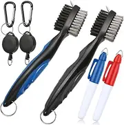 Golf Club Brush and Club Groove Cleaner 2 Ft Retractable Zip-line Aluminum Carabiner, Lightweight and Stylish, Ergonomic Design, Easily Attaches to Golf Bag