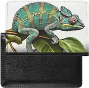 [ADASGHBY] Passport Cover With Card Slots Leather Passport Holders Mackinac Suspension Bridge Waterproof Passport Holder Covers Case for Travel, Chameleon, One size