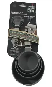 8PC GREY NYLON MEASURING CUP AND SPOON SET WITH STAINLESS STEEL HANDLE