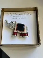 Austrian Crystal My Favorite Things Cream Goldtone New Elephant Brooch