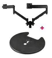 Atdec AWMS-2-D13 Dual 690mm Dynamic Monitor Arms + 135mm Post / 8kg Flat and Curved Screens + Grommet Clamp Desk Fixing, Black