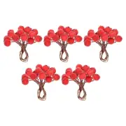 50 Pcs 12mm Artificial Berry Artificial Holly Berries with Wire Stems Red