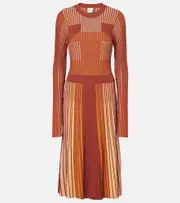 [Tod's] Tod's Striped plissé midi dress AU 8 multicoloured