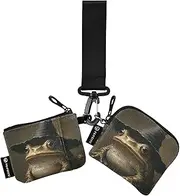 [XYMZR] Frog Witch Gothic Mini Zip Around Wristlet keychain Wallet for Women Personalized Pattern Detachable Dual Pouch Wristlet Portable Wallet Phone Coin Purse, Multi-colored, One Size