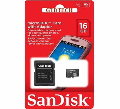 SanDisk 16GB MICROSD SDHC MICROSDHC Class 4 TF Flash MEMORY CARD SD ADAPTER