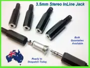 3.5mm Stereo Audio Female Plug Jack Adaptor Solder Socket In Line