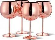 Oak & Steel - 24oz Big Gin and Tonic Glasses Set of 4 (Rose Gold) Stainless Steel Gin Glasses for Gin Lovers, Gin Balloon Glasses, Gin Cocktail Glasses for Wedding, Birthday, Beach & Pool Party