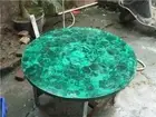 Marble Dining Table Top with Random Work Meeting Table Top Malachite Stone Table