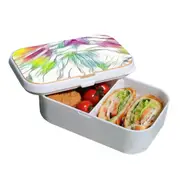 Lunch Box Food Container Snack Picnic Authentic Wood Strap Cutlery Cat Colours