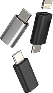 Adapter Lightning Female to USB C Male (3 Pack) for Apple Charger Cable Type C for iPhone 16 15 Pro Max for iPad Adapter MFI Certified Converter Compatible with Samsung S25 Lighting Jack