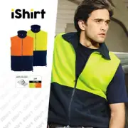 HI VIS POLAR FLEECE VEST FULL ZIP TWO TONE WINTER VEST SAFETY WORKWEAR