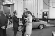 Colin Chapman with a lotus Elan in the background 1966 Motor Show Car Old Photo