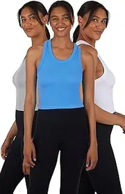 [90 Degree by Reflex] Womens Seamless Ribbed Tank Top, Pack of 3
