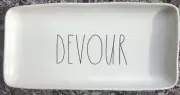 New Authentic Rae Dunn" DEVOUR" Large Serving Tray w/Lrg Blk. Letters