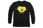 SpongeBob SquarePants Unisex Adult Heart-Shaped Sponge Valentine`s Day T-Shirt (Black) - UTTV10551