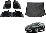 OAD4X4 Floor Liners & Boot Liner Set Compatible with Jeep Grand Cherokee WK/WK2 2010-2021, Custom-Fit TPE All-Weather Car Floor Mats with Door Sill Coverage