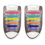 12Pcs Easy No Tie Shoelaces Elastic Silicone Flat Lazy Shoe Lace Free Track New