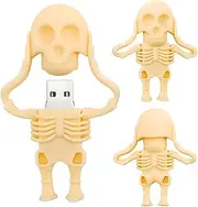 128GB USB Flash Drive Cartoon Skeleton Shape Memory Stick Novelty Pen Drive Cool USB Drive Amazing Gifts, Yellow