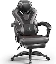 Dowinx Gaming Chair with Footrest, Big and Tall Gaming Chair for Heavy People, Computer/PC Gamer Chair for Adult with Massage (Black)