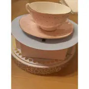 Wedgwood Pink Dot Cup & Saucer Set Harlequin Series Polka Dot Collection New