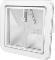 14'' RV Roof Vent with White Lid and Stainless Steel Screen, 340x340mm Opening Size Trailer Vent, Leakproof and Weather Proof, Compatible with 1-1/4in-2-1/4in Thick Roofs