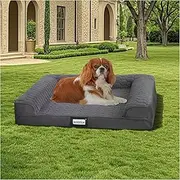BALANCE Orthopedic Dog Bed, Egg Crate Foam Dog Couch for Pet Sleeping, Pet Sofa with Removable Washable Cover & Waterproof Lining, Comfy Dogs Bed for Small Dogs, Grey