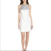 Aidan by Aidan Mattox silver & blue cocktail dress Size 10 NWT With Pockets