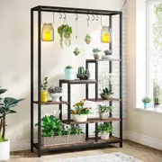 5-Tier Indoor Plant Stand with Hanging Hooks - 70.9 Metal Shelf