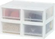 IRIS USA 6 Quart Compact Stackable Plastic Storage Drawer, 4 Pack, White