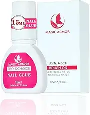 [MAGIC ARMOR] Nail Glue for Acrylic Nails,Brush on Nail Glue for Broken Nails Professional Quick & Strong False Nail Tip Glue,Super Adhesive Nail Bond,Nail Glue Bulk Press on Fake Nails(15ML/0.5OZ)