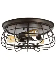JONATHAN Y Calvia 15.7in 3-Light Farmhouse Metal Cage Flush Mount