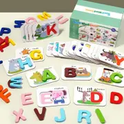Montessori Wooden Spell Word Game Letter Cognitive Card Matching Games Early Learning Educational Toys For Kids